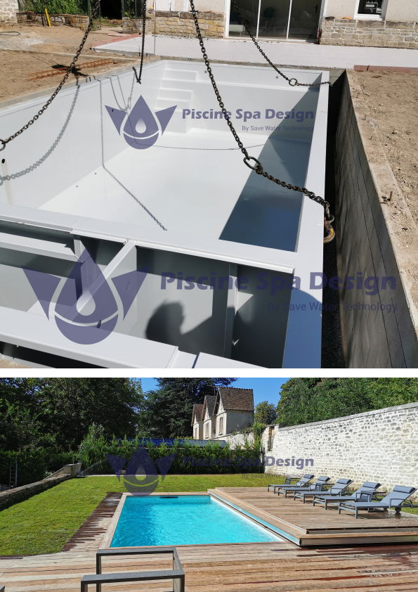 création bassin acier revêtement époxy en extérieur piscine spa design